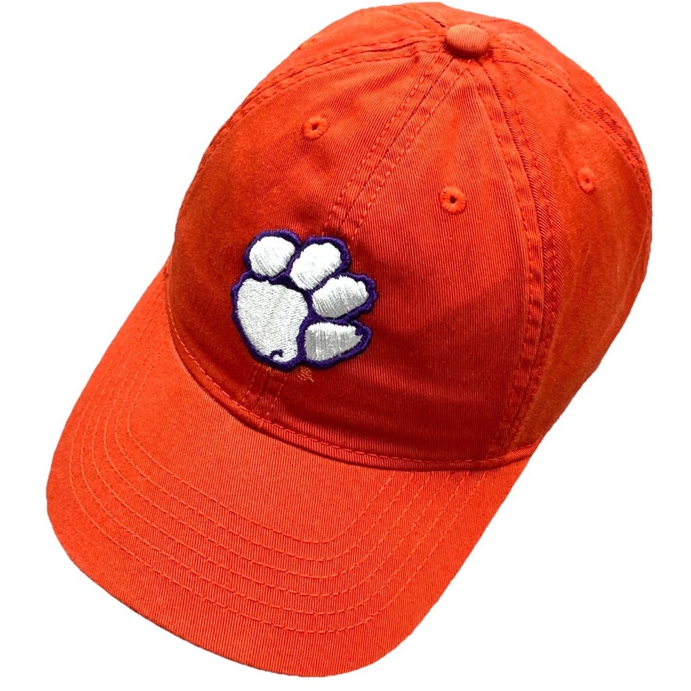 Clemson Tigers Hat Cap Strap Back Orange White Base Ball Dad Plain Paw Logo D